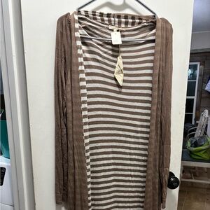 Mystree Brown and Cream Striped Cardigan